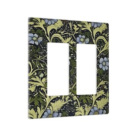 CZRPKEN Decorative Outlet Covers Boho William Morris Flowers Vintage Floral Art 2 Gang Wall Plate Double Rocker Two Switch Wall Cover Plate Jumbo Dual Electrical Gfci Face Plate