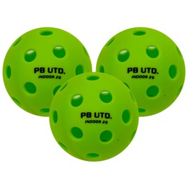 Pickleball United Freedom Indoor Pickleball Balls – Pack of 3 | Lightweight TPU Balls with 26 Precision Holes | Durable, Fast, High-Visibility Green Balls for Indoor Pickleball Games