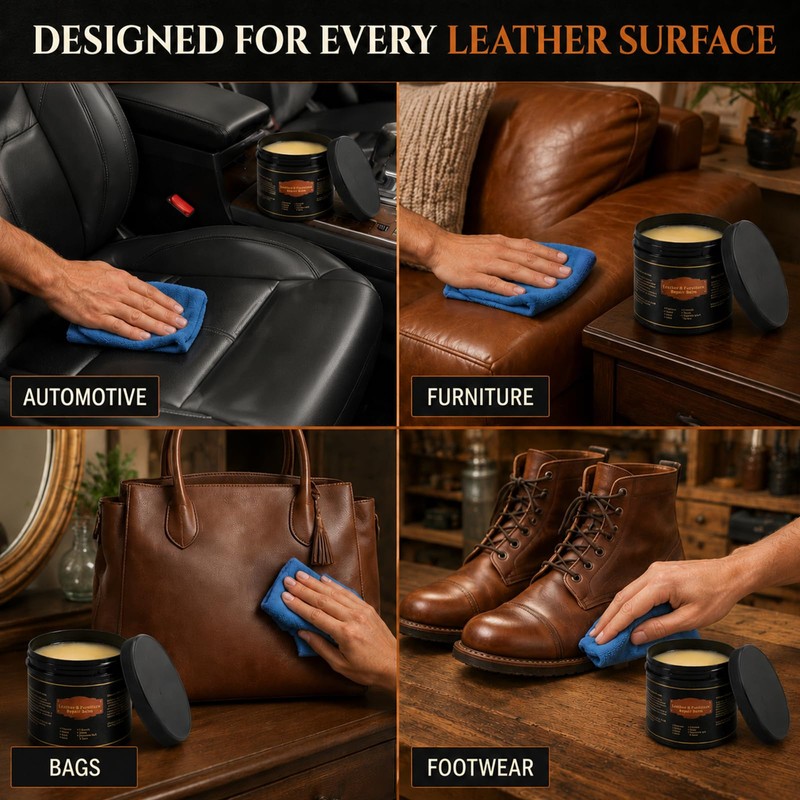 Leather Conditioner and Cleaner Balm for Couches, Car Seats, Boots