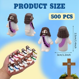 TANEMUDO 500 Pack Mini Jesus Figurines 12 Colors Christ Savior Small Religious Jesus Figures Pocket Rubber Toys for Easter Church Sunday Party Favors School Baptism Gifts