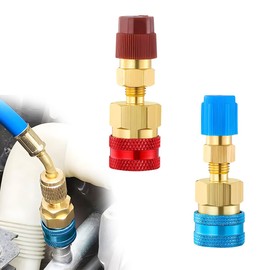 Yourkar 2 Set R1234YF Quick Couplers Kit, R1234YF to R134A Conversion Adapters, High/Low Side Quick Coupler for Air Conditioning Systems Refrigerant Charging, Car Accessories