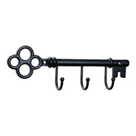 FantasHome Classic Wall Mounted Key Holder Hook Rack, Vintage Key Rack for Entryway (Black)