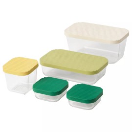 IKEA HAVSTOBIS Food Container With Lid Set Of 5 Clear/multicol