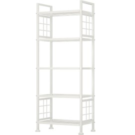 GIOTORENT 5-Wire Garage Shelving Storage Shelves, Metal Shelving Unit Pantry Rack, Kitchen Storage Adjustable Shelf 750Lbs Capacity for Laundry Kitchen Bathroom Organizer(White)