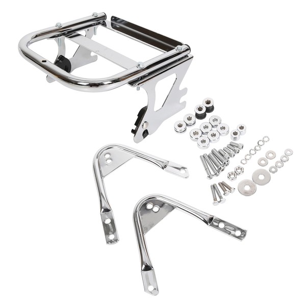 ECOTRIC Detachable Two Up Tour Pack Luggage Rack W/Docking Hardware Kit Compatible with 1997-2008 Harley Touring Road King Electra Glide Street Glide Road Glide Chrome Tour Pak Mounting