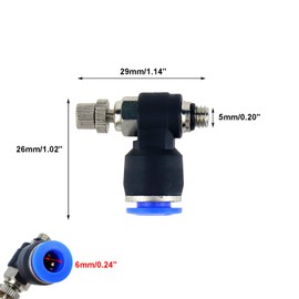 S SYDIEN Quick Connect Air Hose Fittings 5Pcs 6mm Tube to M5 Male Thread Push in to Connect Fittings Pneumatic Flow Speed Control, Air Flow Control Valve