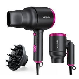 wavytalk Wavytalk Hair Dryer with Diffuser, Foldable Hair Blow Dryer, 1600W Lightweight Diffuser Hair Dryer for Curly Hair, Black