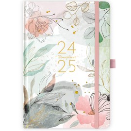 Diary 2024-2025 - Appointment Calendar 2024-2025 from August 2024 to September 2025, Weekly Planner A5 with Inner Pocket, Elastic Closure, Calendar 2024 2025 Book Calendar, 21.3 x 14.7 cm - Pink
