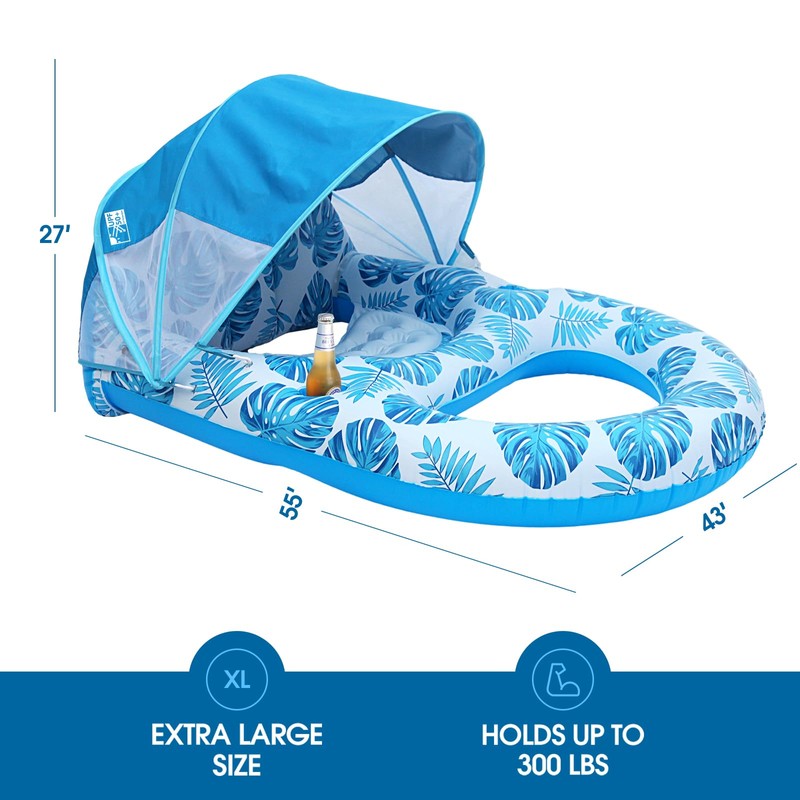 COOLCOOLDEE Pool Lounge Float with Canopy UPF50+,Extra Large Pool Floats