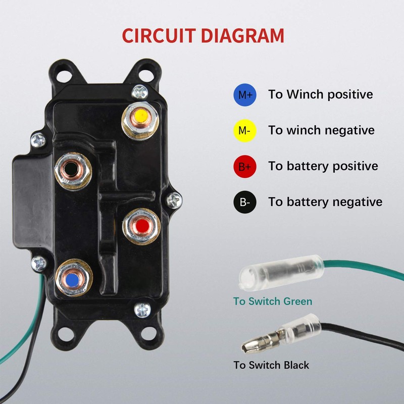 APIELE 12V 250A Winch Solenoid Relay Kit & Winch Rocker