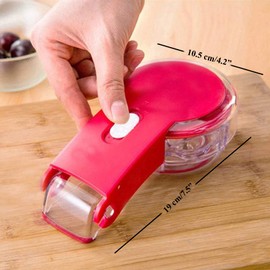 Condello Casa Multi Cherry Pitter Machine Mason Jar for 6 Cherries Plums Olives Claw Strawberry Huller Stainless Steel Plasitc Fruit Top Stem Core Pit Remover Kitchen Corer Food Aid Gadget Tool Red