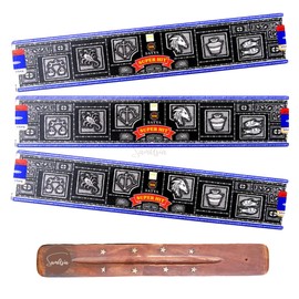Satya Nag Champa Super Hit Incense Sticks | x3 pack | with SAMASIA incense sticks holder | Used for Aromatherapy, Spa, Yoga, Weddings, Meditation, Healing, Positivity and Relaxation