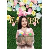 CHAIYA 6X8FT Happy Easter Backdrop Spring Green Grass Photography Background