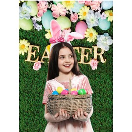CHAIYA 6X8FT Happy Easter Backdrop Spring Green Grass Photography Background Easter Colorful Eggs Backdrop Children Easter Party Backdrop CY258