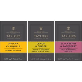 Taylors of Harrogate Herbal Tea Variety Pack, Individually Wrapped Bags, Chamomile, Lemon & Ginger, Blackberry & Raspberry 20 Count (Pack of 3), Caffeine-Free, Enjoy Hot or Iced, 60 Teabags