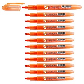 CROWN H-500 Highlighter Pens Chisel Tip Slim Highlighters - Pack Of 12 - With Bright Fluorescent Ink - Orange