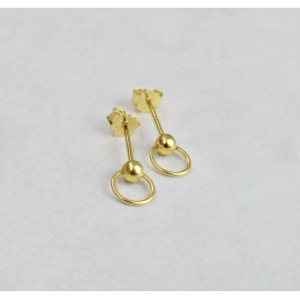 Boutique tiny gold dainty door knockers stud earrings 18k gold .925 sterling silver