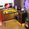 Patikuin L Shaped Desk with Power Outlets & LED Lights,