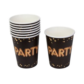 Neviti 773529 Glitz and Glamour Party Paper Cups, Black/Gold, 8 Count (Pack of 1)