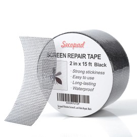 Secopad Black Window Screen Repair Tape, 2 in X 15 FT (180IN) Screen Repair Kit for Windows or Doors, Strong Adhesive Screen Patch Fiberglass Screen Tape Mesh Repair