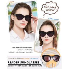 MARE AZZURO Cat Eye Reader Sunglasses 2.50+ Women Sun Reading Glasses 1.0 1.25 1.5 1.75 2.0 2.25 2.5 2.75 3.0 3.5 4.0 (Black, 2.50)
