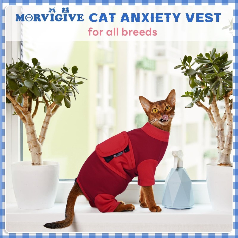 Cat Anxiety Relief Clothes, Adjustable Calming Shirt Suitable for Small