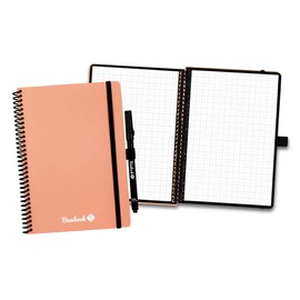 BAMBOOK Colourful Notebook - Pink - Soft Cover - A5 - Chequered, Reusable Notebook, Notepad, Reusable Notebook