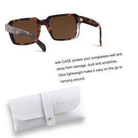 ANDWOOD Retro 70s 80s Square Polarized Sunglasses for Women Men Vintage Rectangle Shades Tortoise Sun glasses