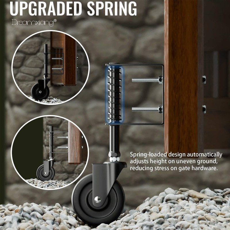 4" Spring Loaded Caster, Heavy Duty Rubber Wheel for Wooden