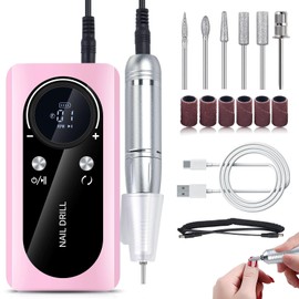 Moorstdel Professional Nail Drill 45000 RPM, Electric Nail Files, Nail Electric File Drill Kit, Portable Nail Drill Machine for Acrylic Nails Gel Polishing Removing, for Women Salon Home Beginner