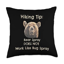 Funny Hiking Fun Bear Work Like Bug Spray Funny Hiking Throw Pillow, 18x18, Multicolor