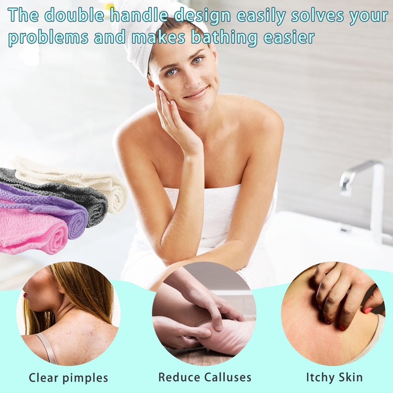 4 unidades exfoliantes para ducha con asas de nailon para
