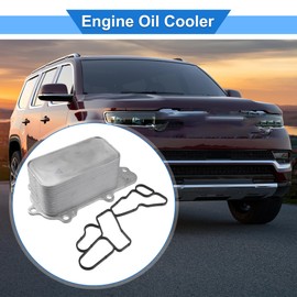 VekAuto Engine Oil Cooler Kit Compatible for Jeep Grand Cherokee 2014-2019, Durable Aluminum Alloy Silver Tone Transmission Oil Cooler with O-ring Seals