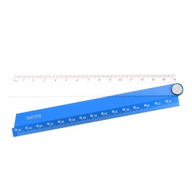 sourcing map Folding Straight Ruler 30cm Metric Aluminum Alloy Ruler with Angle Line & Wave Edge Geometric Measuring Tool for Children Architects Study Classroom Office, Blue
