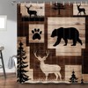 Rustic Cabin Shower Curtain for Bathroom, Bear Deer Forest Wildlife