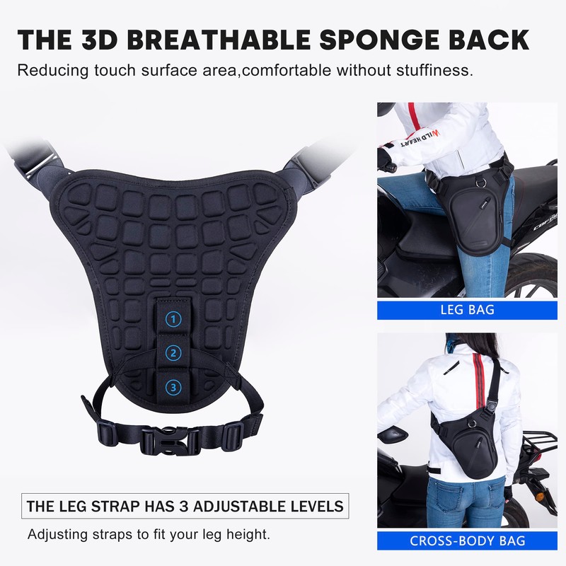 WILD HEART Waterproof Motorcycle Leg Bag, Versatile Chest/Leg/Tool/Shoulder/Messenger/Waist Bag TPU