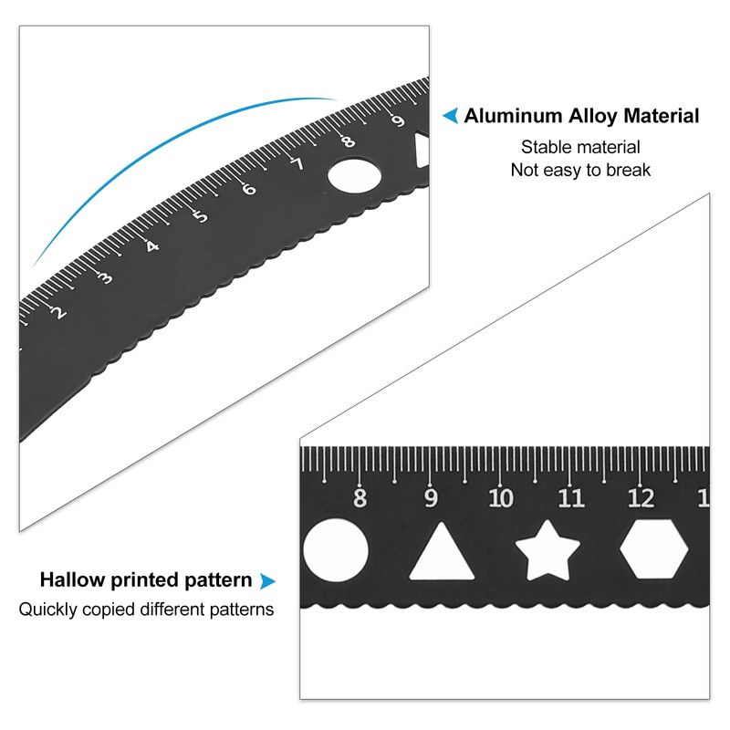 PATIKIL Triangle Ruler Set, 6 Inch Metric Aluminum Ruler, 45°