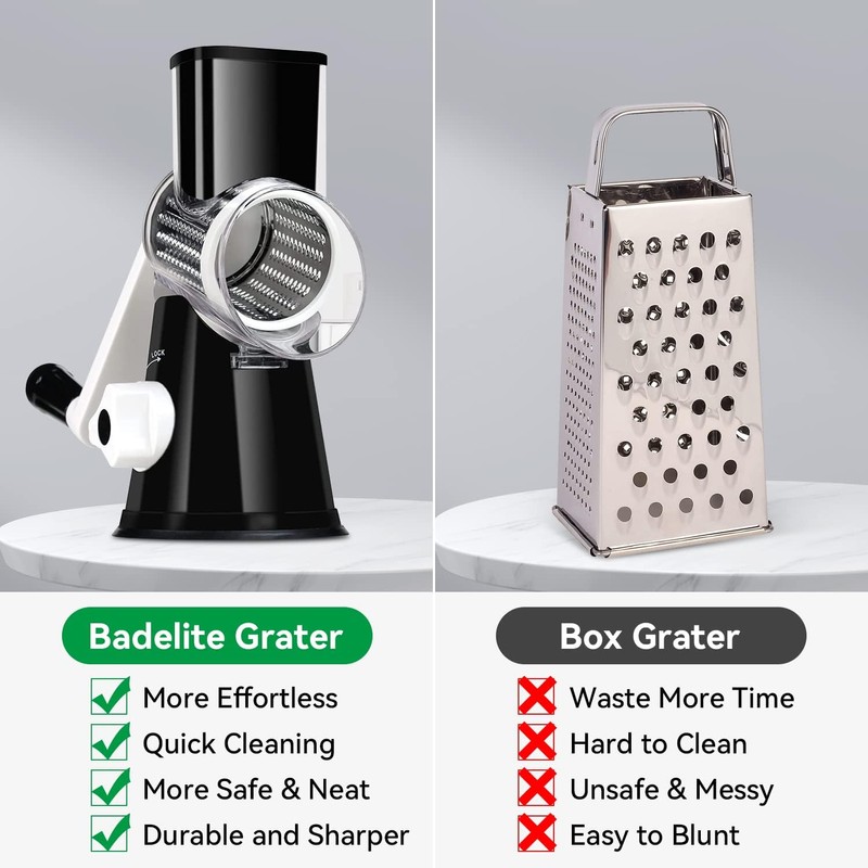 Rotary Cheese Grater Vegetable Shredder with Handle Round Kitchen Mandoline