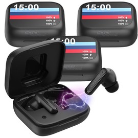 auvisio Mini Bluetooth Headphones, Set of 4 Wireless In-Ear Headphones with Touchscreen Charging Case & ANC (Headphones with Microphone Wireless, Wireless Headphones in Ear)