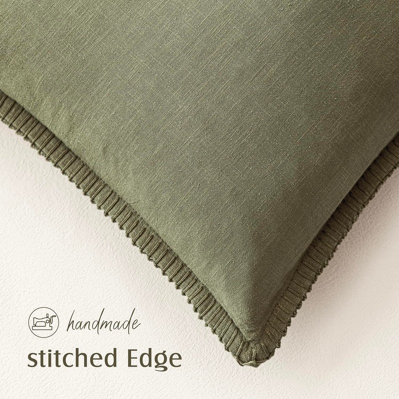 Foindtower Decorative Linen Farmhouse Throw Pillow Covers 22x22 Set of