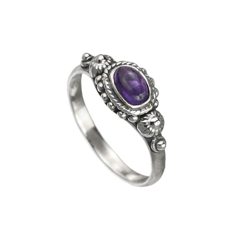 I-be, Amethyst Purple Gemstone Ring, 925 Sterling Silver, 100312/4x7 IS,