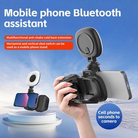Daiilg Phone Bluetooth Handheld Sefile Stick Handle Stabilizer Vlog Selfie Fill Light Photography Accessories Black with Light