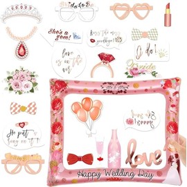 Bridal Shower Decorations Bride to Be Photo Booth Props Rose Gold Team Bride Photo Frame and Wedding Photo Booth Props Bachelorette Party Ideas Supplies for Women