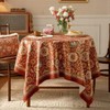 F-CHU Boho Floral Tablecloth Thickset Velvet Tablecloth with Bohemia Farmhouse