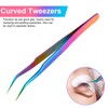 2 Pieces Straight and Curved Tip Tweezers Eyelash Extension Tweezers,