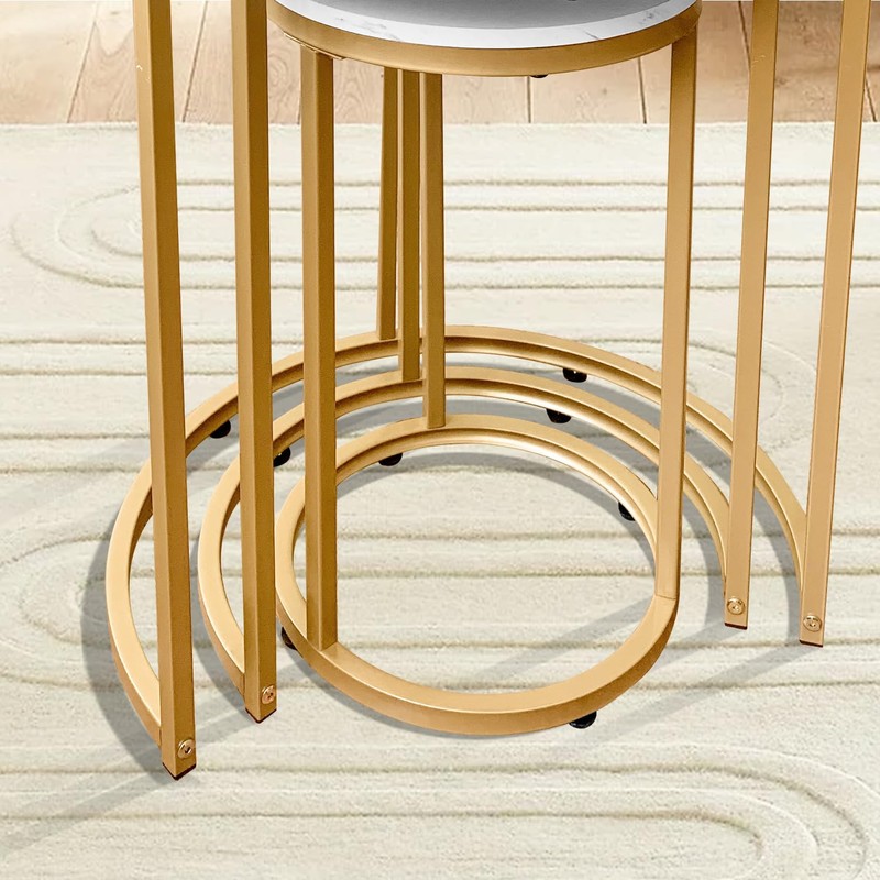 AT-VALY Nesting Tables Coffee Table Set of 3,Round Side Table