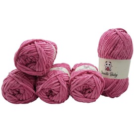 500 g Ilkadim Export Chenille Baby Knitting Yarn Plain Baby Wool 5 x 100 g Polyester Knitting Wool Super Bulky, Baby Wool Plain (Dusky Pink 100-31)