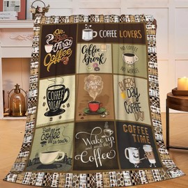 Coffee Blanket for Woman Coffee Throw Blanket Stuff Decor Merch Cozy Flannel Soft Warm Plush Lightweight Bedding Gifts for Girl Woman Sofa Bedding Couch 50"X40"