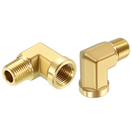 Rebower 2 Pack 90° Barstock Street Elbow FeMale to Male Adapter, 1/8" NTP Female x 1/8" NTP Male Forged Brass Pipe Fittings for Industrial, Fluid Transfer, Home Gardening, Water Treatment