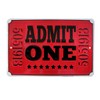 Admit One Red Movie Theatre Ticket Metal Sign Home Theater